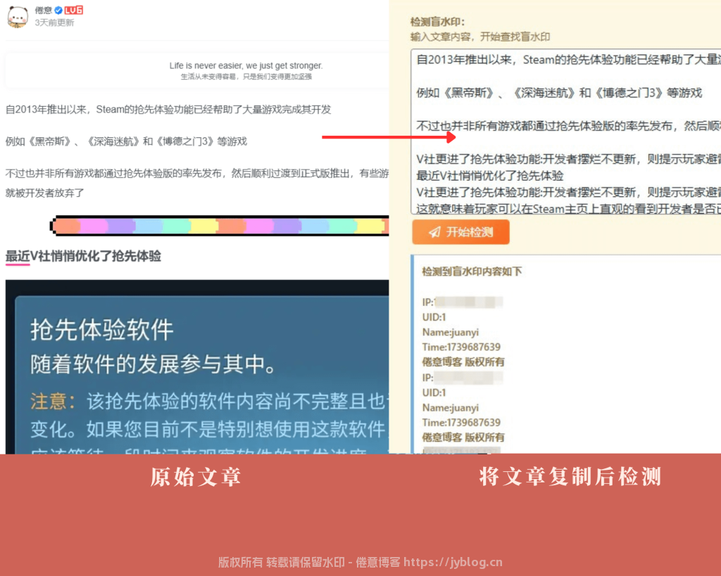 文章盲水印插件:给文章内添加隐藏版权信息